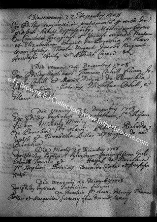 PAGE OF OLD REGISTER OF ST PATRICK'S CHURCH